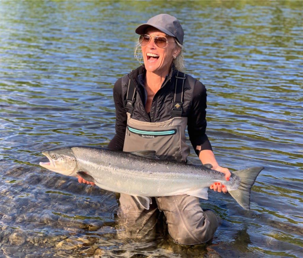 Fin Verdalslaks fra Østnes, fisker. Esther Vogel, 8 kg Foto: Privat
